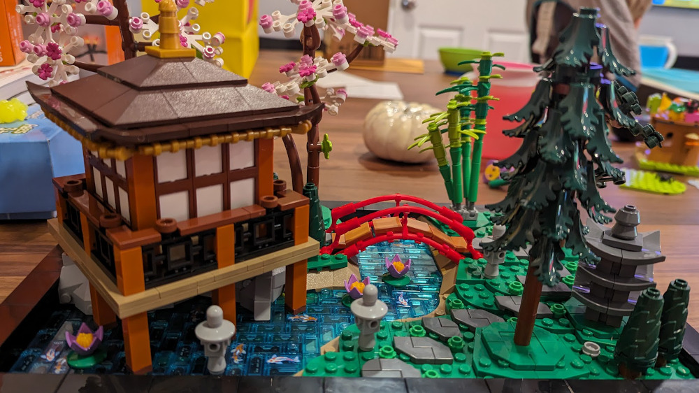 A Lego set that looks like a Japanese garden. 